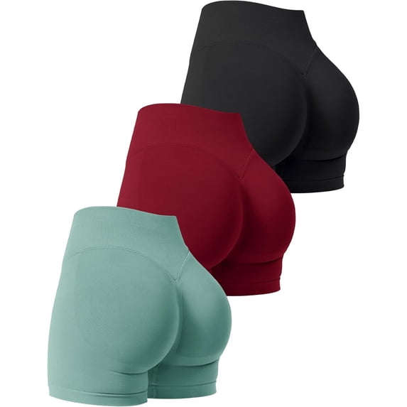 3 Pack Workout Gym Shorts Women Scrunch Butt Lifting Seamless High Waist Yoga Booty Shorts for Women