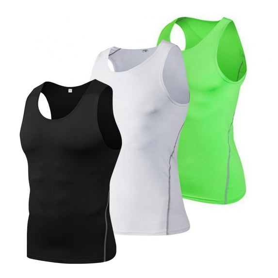3 Pack Workout Tank Tops for Men Compression Athletic Vest Quick Dry Stretchy Gym Muscle Tees Running Muscle Tank Exercise Gym Tops Athletic Shirts