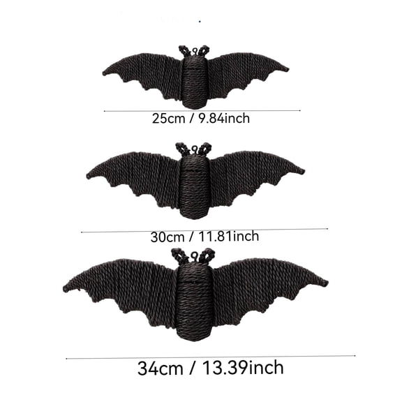 3 Pack Woven Rattan Bats Halloween Decorations 13.39/11.81/9.84 Inch Handmade Grass Rope Bats, Rustic Wicker Wall Hanging, Indoor Outdoor Farmhouses Spooky Decor for Porch Fireplace Door, 1 Set