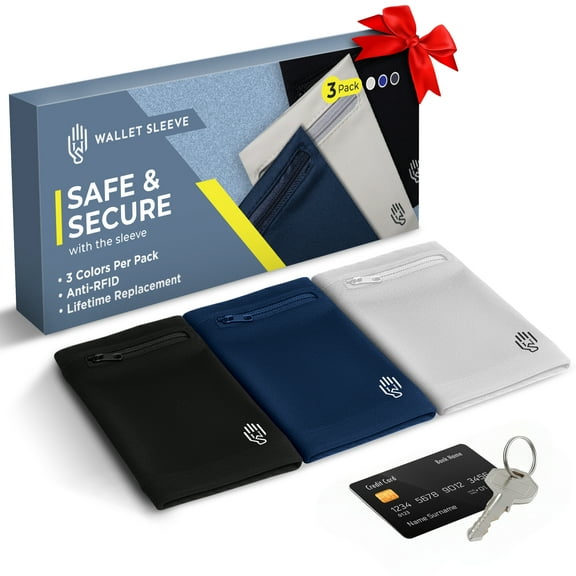 3 Pack Wrist Wallet for Men and Women, Lightweight Wristband for Running, Hiking, Workout, RFID Zipper Pouch for Cash, Cards, Ankle Wallet for Small Essentials, 10-Inch Wrist Width