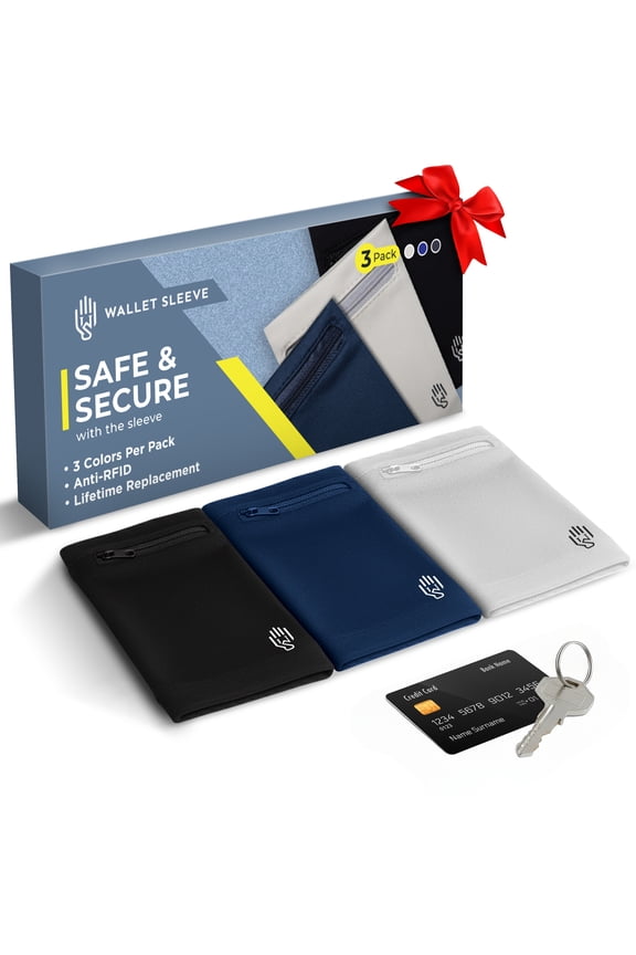 3 Pack Wrist Wallet for Men and Women, Lightweight Wristband for Running, Hiking, Workout, RFID Zipper Pouch for Cash, Cards, Ankle Wallet for Small Essentials, 10-Inch Wrist Width