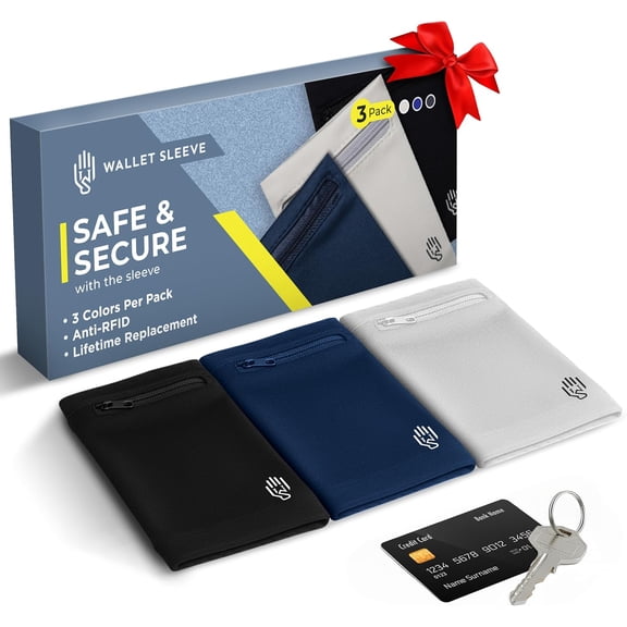 3 Pack Wrist Wallet for Men and Women, Lightweight Wristband for Running, Hiking, Workout, RFID Zipper Pouch for Cash, Cards, Ankle Wallet for Small Essentials, 10-Inch Wrist Width