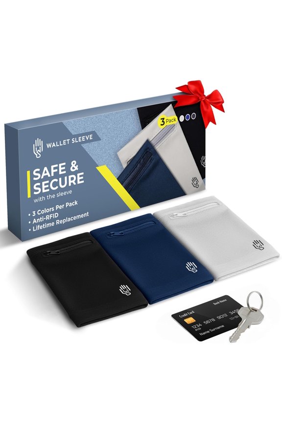 3 Pack Wrist Wallet for Men and Women, Lightweight Wristband for Running, Hiking, Workout, RFID Zipper Pouch for Cash, Cards, Ankle Wallet for Small Essentials, 10-Inch Wrist Width