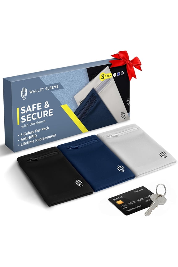 3 Pack Wrist Wallet for Men and Women, Lightweight Wristband for Running, Hiking, Workout, RFID Zipper Pouch for Cash, Cards, Ankle Wallet for Small Essentials