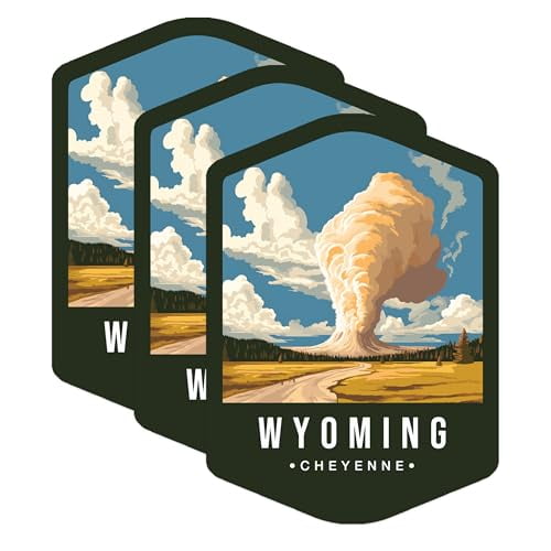 (3 Pack) Wyoming Decals - Cheyenne Stickers - Laptop Decal - 3 Inches On Longest Side - Easy Peel & Apply - Made in USA - 3MCS0391