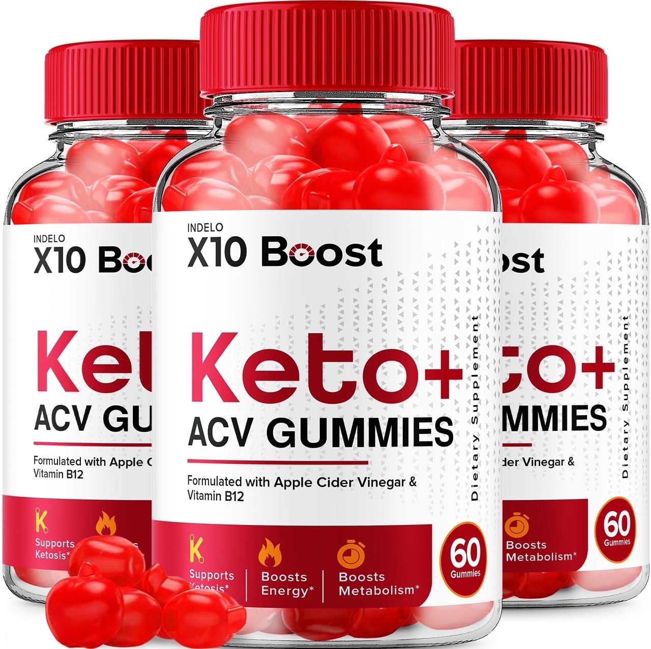 (3 Pack) X10 Boost Keto ACV Gummies, X10 Boost Keto Gummies Advanced Weight Loss, X 10 Keto + ACV Apple Cider Vinegar Supplement, X10Boost, X10Keto Folate Beet Root (180 Gummies)