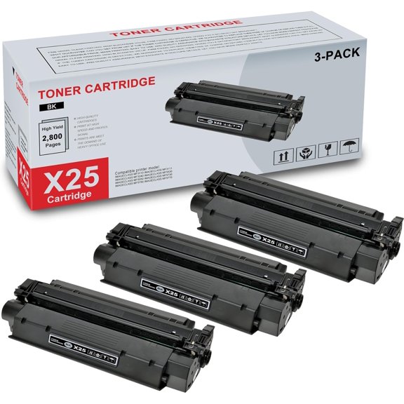 3-Pack X25 8489A001 Black Toner Cartridge High Yield Compatible CRGX25 X25 Replacement for Canon imageCLASS MF3110 MF3111 MF3240 MF5530 MF5550 MF5730 MF5750 MF5770 Printer