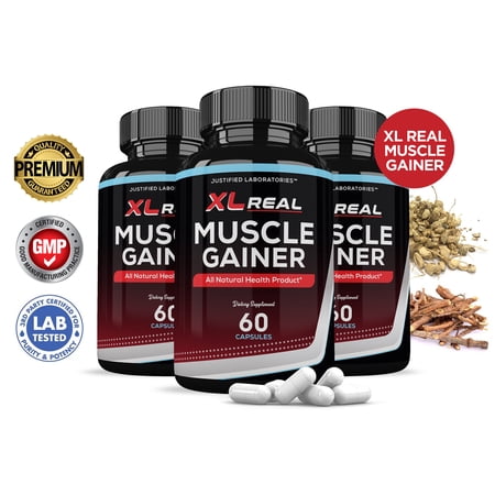 (3 Pack) XL Real Muscle Gainer Men’s Health Supplement 1484mg 180 Capsules