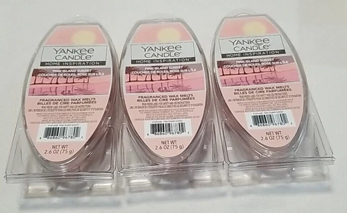 3 Pack Yankee Candle Pink Island Sunset Home Inspiration Warmer Wax Melts 2.6Oz