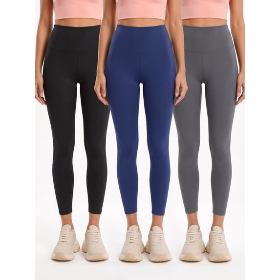3-Pack Yoga Leggings for Women Elastic Waist Butt Lifting Gym Yoga Pants Ultra Soft Basic Workout Pants