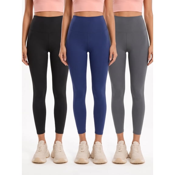 3-Pack Yoga Leggings for Women Elastic Waist Butt Lifting Gym Yoga Pants Ultra Soft Basic Workout Pants