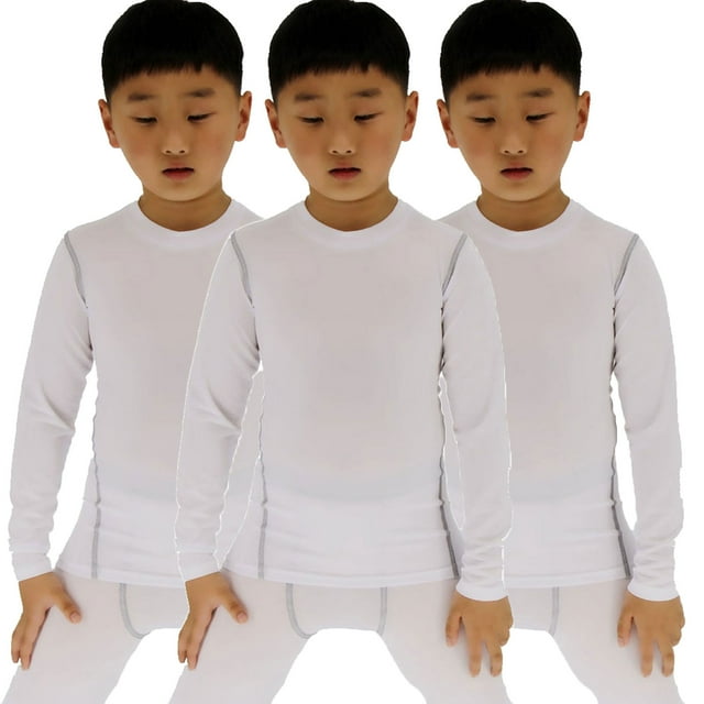 3 Pack Youth Boys Compression Shirt Football Undershirt Long Sleeve