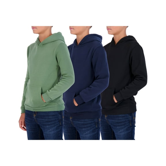 3 Pack: Youth Fleece Long Sleeve Soft Pullover Hoodie Sweatshirt - Boys & Girls