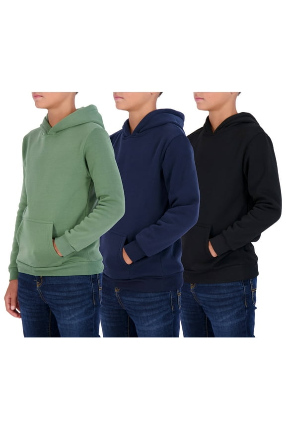 3 Pack: Youth Fleece Long Sleeve Soft Pullover Hoodie Sweatshirt - Boys & Girls
