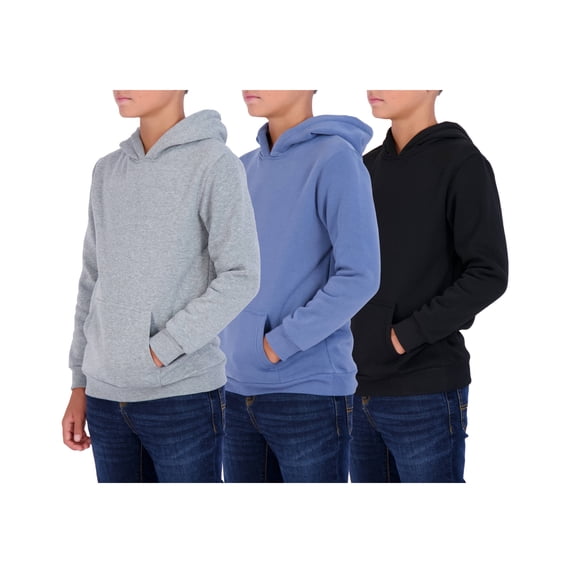 3 Pack: Youth Fleece Long Sleeve Soft Pullover Hoodie Sweatshirt - Boys & Girls