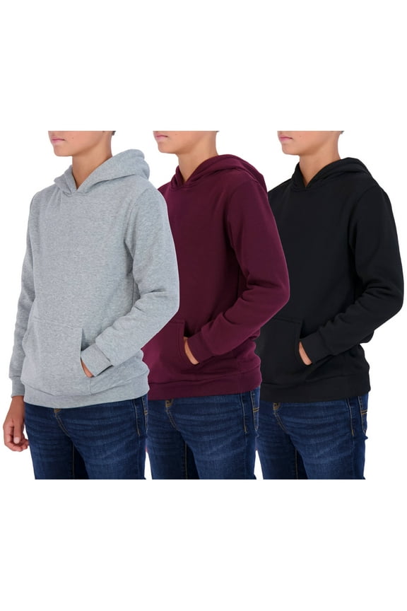 3 Pack: Youth Fleece Long Sleeve Soft Pullover Hoodie Sweatshirt - Boys & Girls