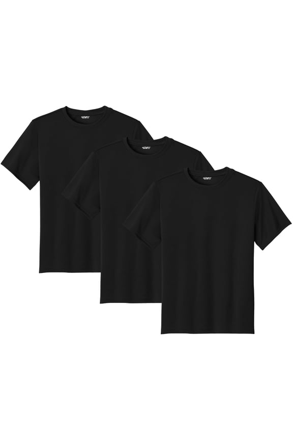 3 Pack Youth Solid Performance Military Army T-Shirts for Kids | 100% Polyester Moisture Wicking (Black, X-Small)