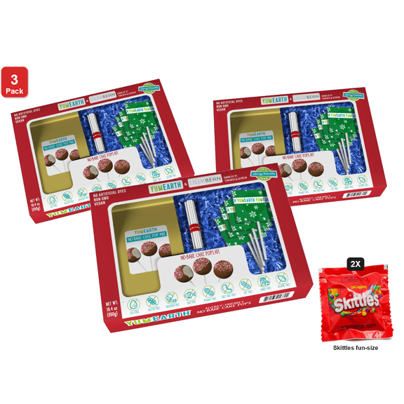 3 Pack | YumEarth No Bake Cake Pop Kit, Chocolate Peppermint Baking Kit, with 2 Skittles Fun Size