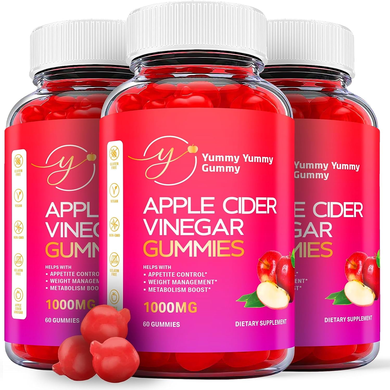 (3 Pack) Yummy Yummy Gummy Keto ACV Gummies Apple Cider Vinegar