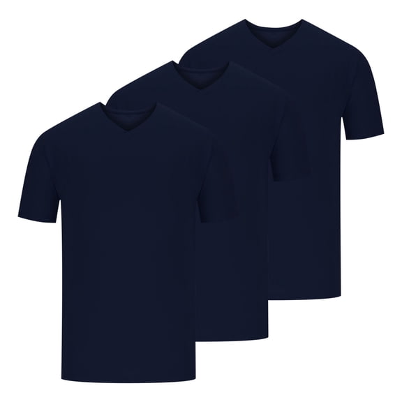 3 Pack:ZCFZJW Men's Cotton Performance Short Sleeve V Neck Pullover T-Shirt Athletic Top Trendy Solid Color Basic Workout Fitness Tees Shirt Navy XXL