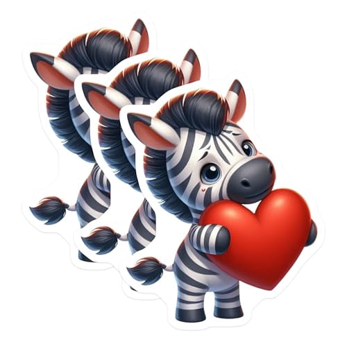 (3 Pack) Zebra Decals - Heart Zebra - Cute Animal Decals - 3 Inches On ...