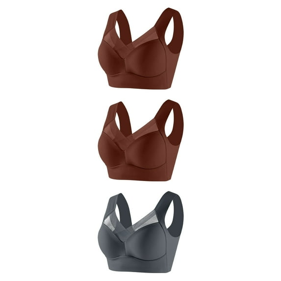 3 Pack Zenchic Bra - Seamless Sexy Push Up Wireless Bra,Posture Correcting Bra for Seniors,Plus Size Ice Silk Gathering Bra