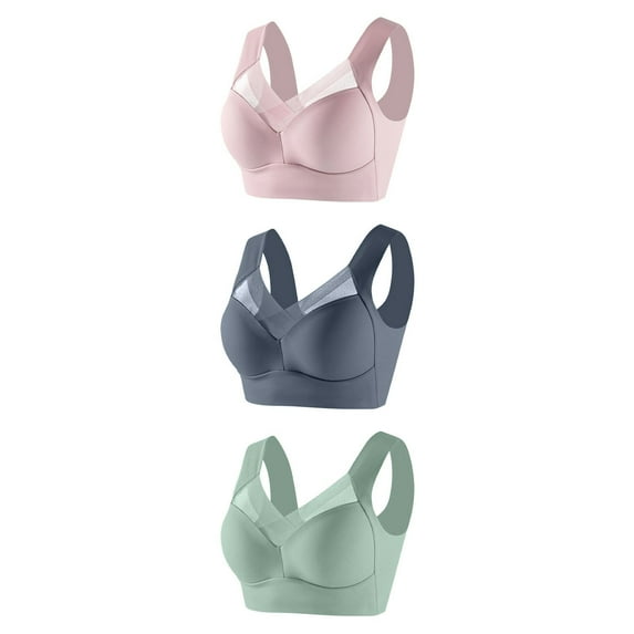 3 Pack Zenchic Bra - Seamless Sexy Push Up Wireless Bra,Posture Correcting Bra for Seniors,Plus Size Ice Silk Gathering Bra