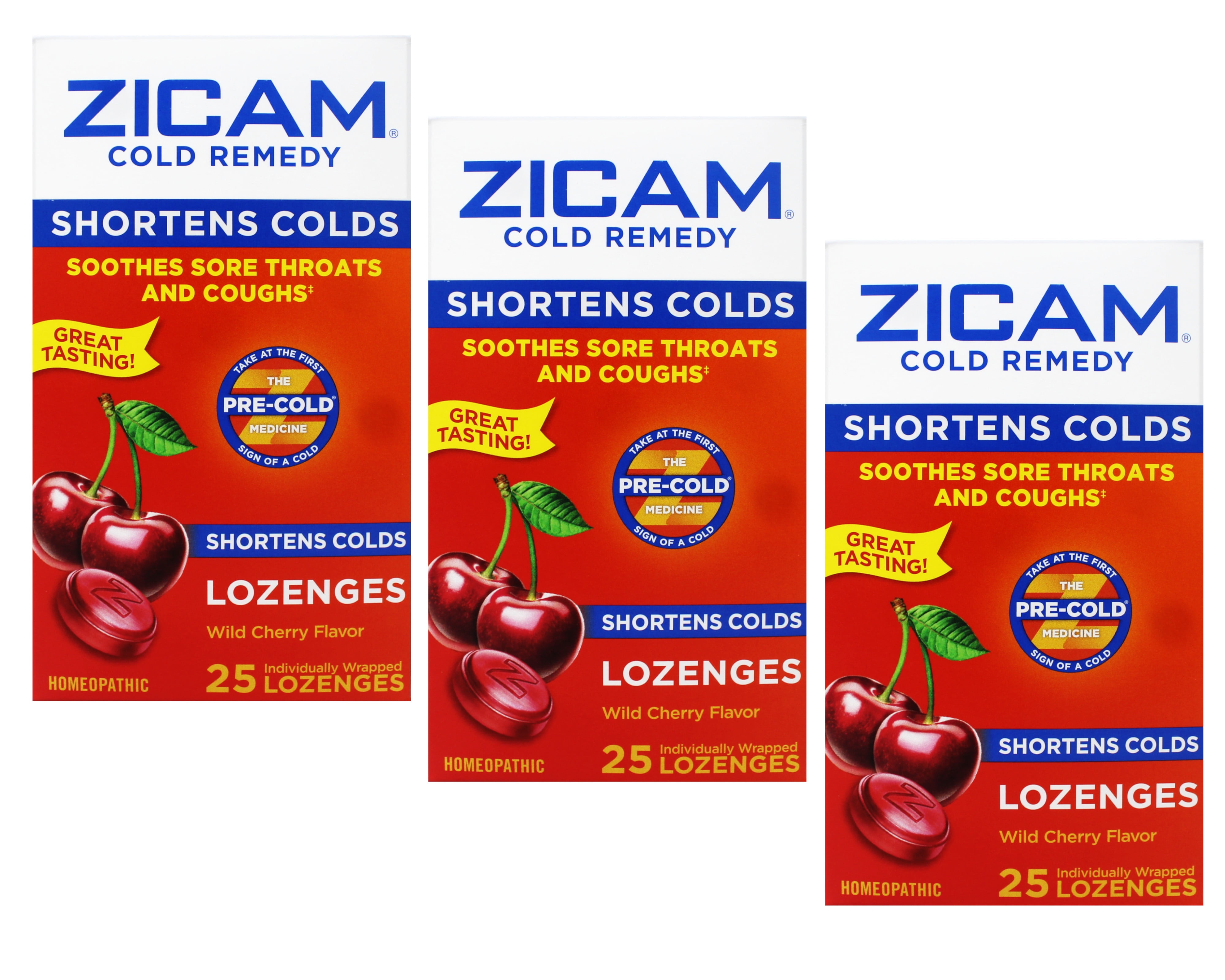 3 Pack - Zicam Cold Remedy Zinc Lozenges, Soothes Sore Throat and