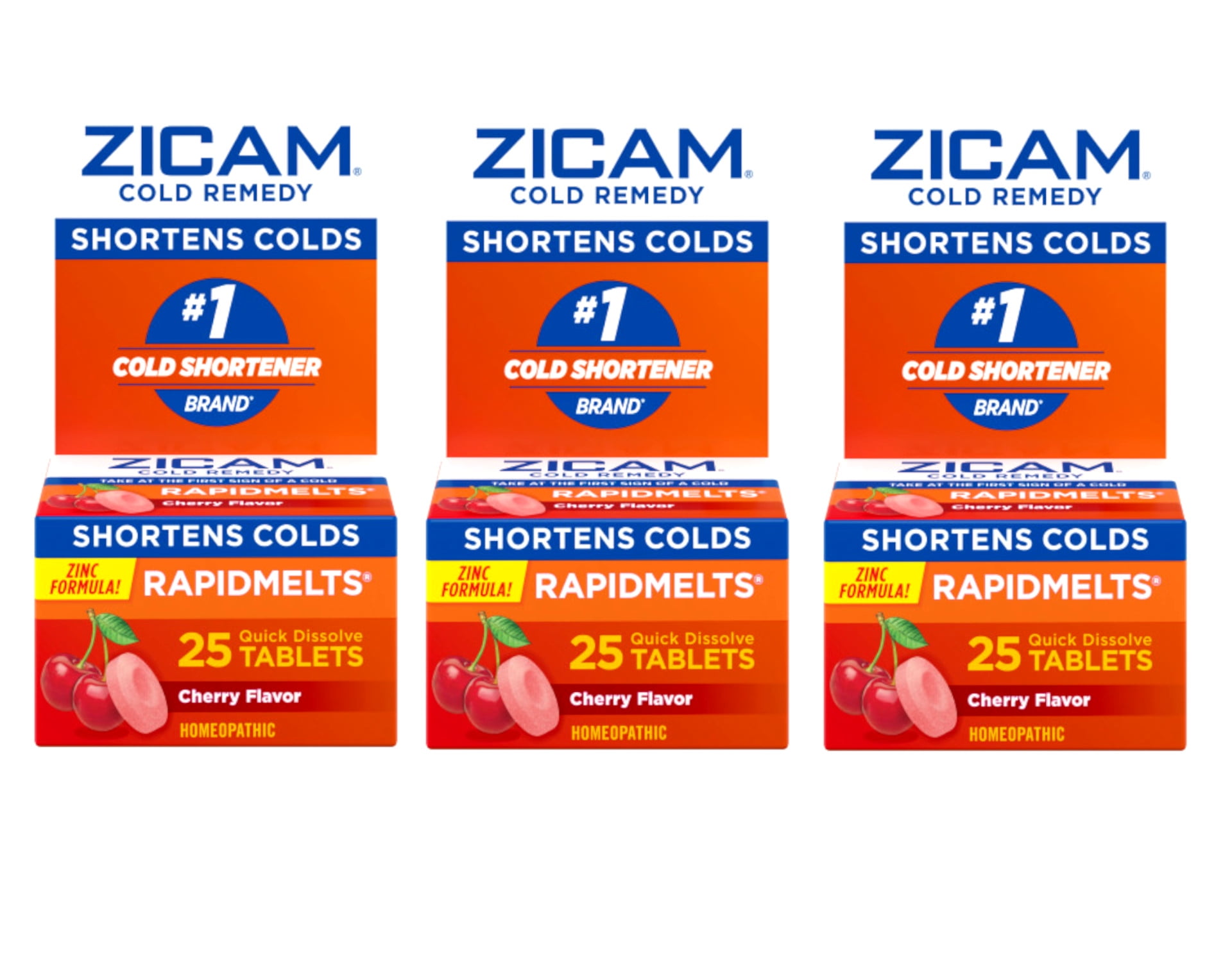 3 Pack Zicam Zinc Cold Remedy RapidMelts Quick Dissolve Tablets