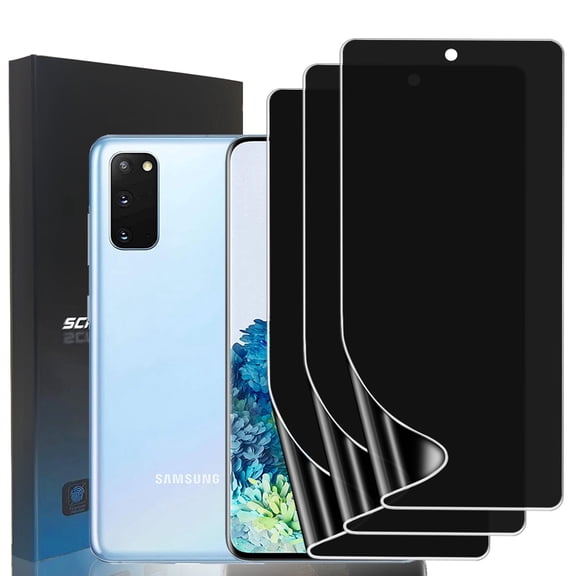 ZYQEEE Privacy Screen Protector for Samsung Galaxy S20 5G, Anti-Spy TPU Protective Film,Support Fingerprint Unlock,Curved Coverage [Not Tempered Glass], 3 Pack