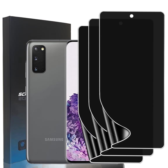 ZYQEEE Privacy Screen Protector for Samsung Galaxy S20 Plus 5G, Anti-Spy TPU Protective Film,Support Fingerprint Unlock,Curved Coverage [Not Tempered Glass], 3 Pack
