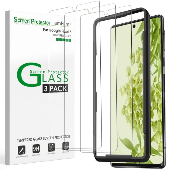 (3 Pack) amFilm Google Pixel 6 Tempered Glass Screen Protector