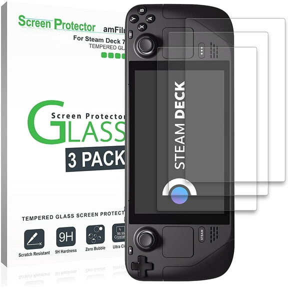 (3-Pack) amFilm Steam Deck (7 inch) 2021 Tempered Glass Screen Protector