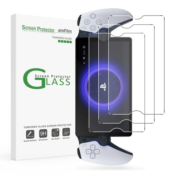 (3 Pack) amFilm Tempered Glass Screen Protector for PlayStation Portal Remote Player 8 inch, Transparent Ultra HD, Anti-Scratch, Anti-Fingerprint