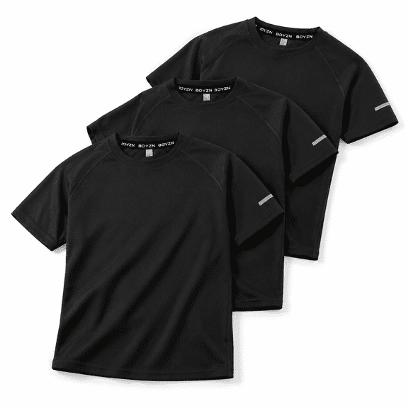 3 Pack-black-Medium Men's Workout Running Shirts Dry Fit Wicking Short ...