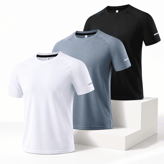 3 Pack-black/White/Gray Medium Men's Workout Running Dry Fit Short ...