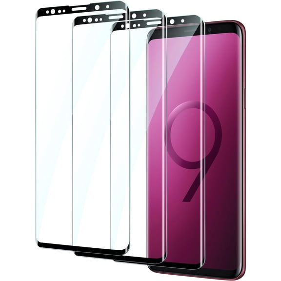 3 Pack for Samsung Galaxy S9 Screen Protector Tempered Glass, 3D Protection Film 9H Hardness, Scratch Resistant, Case Friendly
