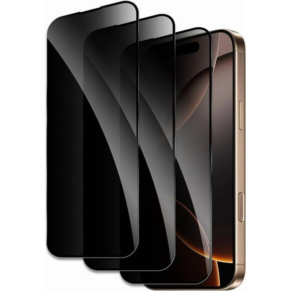 3 Pack for iPhone 16 Pro Privacy Screen Protector, 9H Anti Spy Dark Tempered Glass Screen Protector for iPhone 16 Pro, Easy Installation, Bubble Free