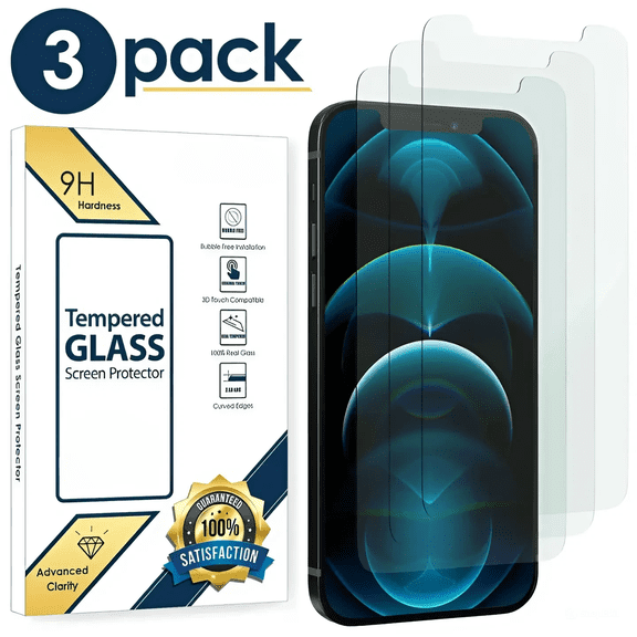 3 Pack for iPhone 6 Tempered Glass Screen Protector, Scratch Resistant, 9H Hardness, Case Friendly, Easy Install