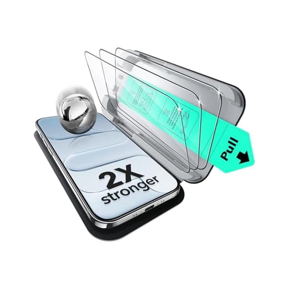 3 Pack for iPhone Air Screen Protector, Military-Grade Shatterproof, 9H Hardness, Full Coverage Tempered Glass for iPhone 17 Air with Ultra Fit Tray