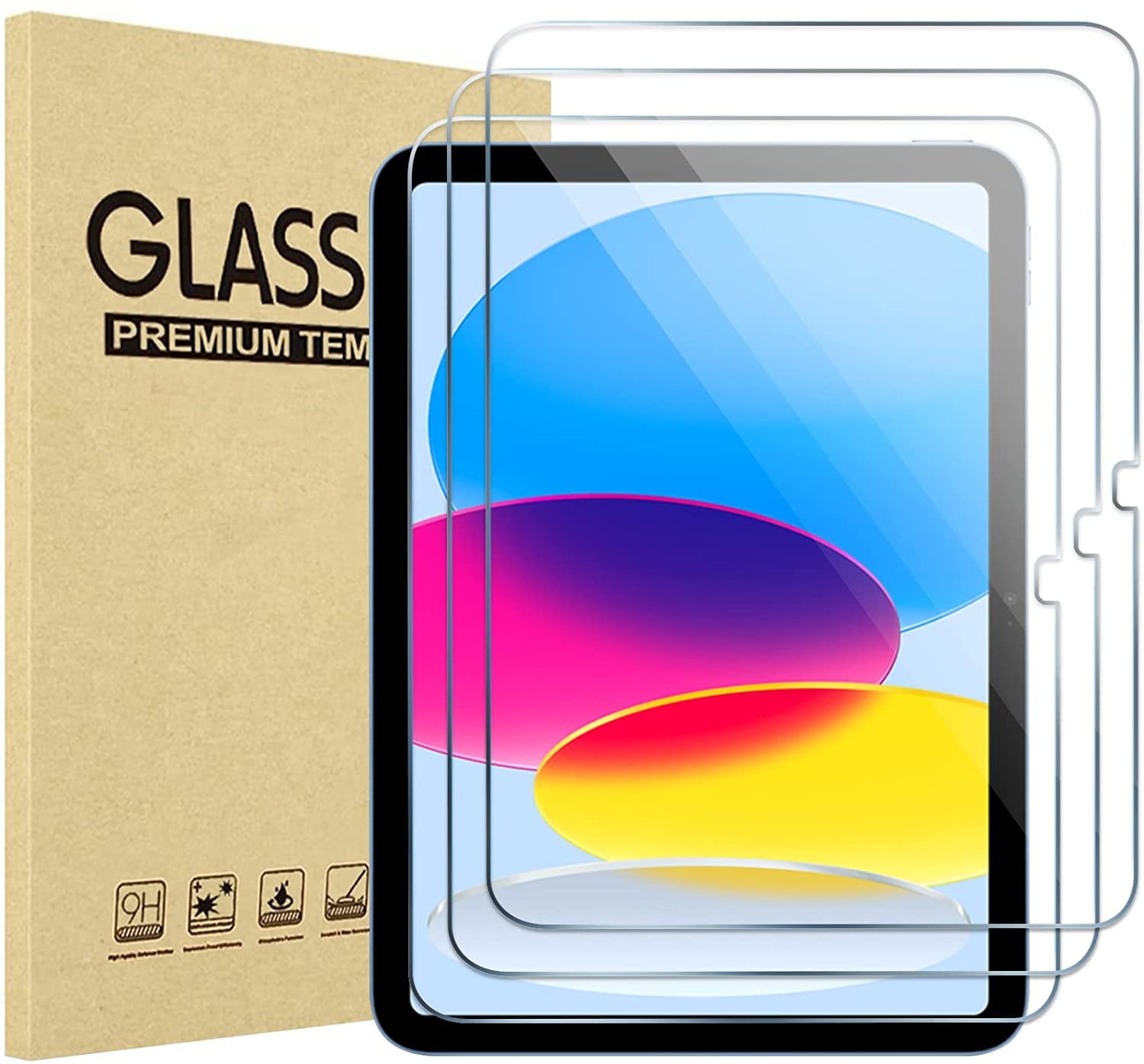 3 Pack iPad 10.9 10th Generation 2022 Screen Protector A2696/A2757/A2777, Tempered Glass Film Guard for iPad 10th Gen 10.9" 2022 Release