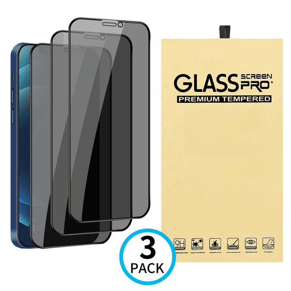 3-Pack ( iPhone 11 Pro Max ) Privacy Screen Protector, Dual Layer 9H Tempered Glass, Anti-Spy, Anti-Fingerprint, Scratch Resistant, Case Friendly