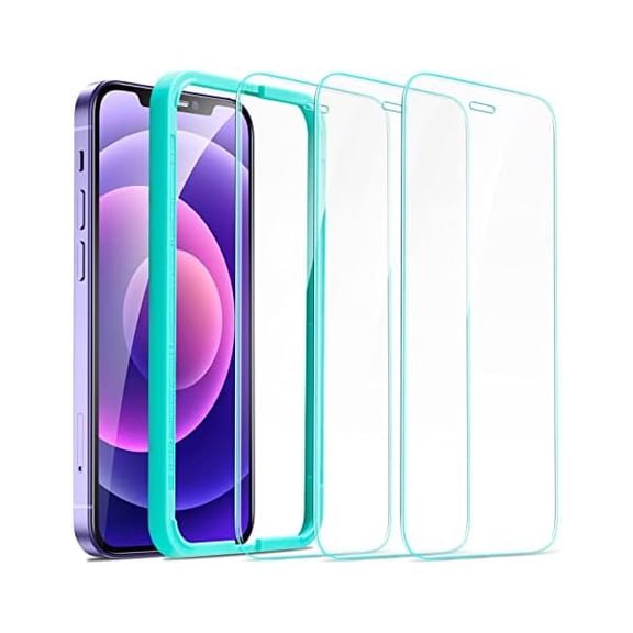 3 Pack for iPhone 12, iPhone 12 Pro Screen Protector, HD Clear Tempered Glass Scratch Resistant with Easy Installation Frame compatible with iPhone 12/12 Pro 6.1", Case-Friendly