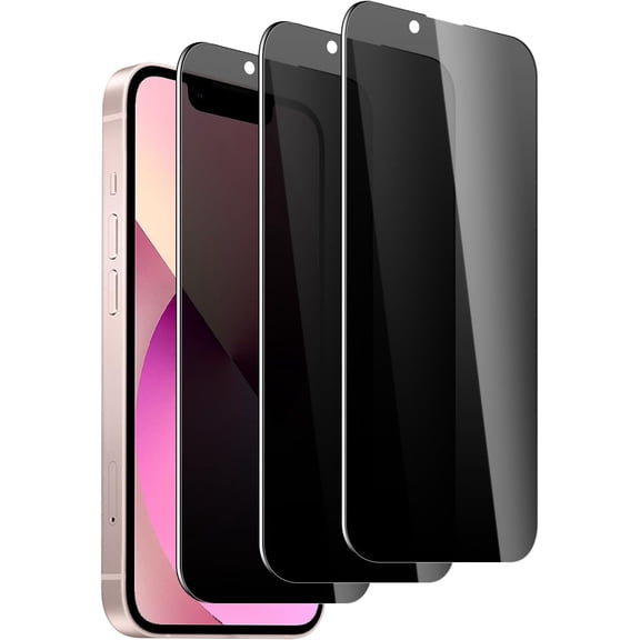 3 Pack for iPhone 13 mini Privacy Screen Protector, 9H Anti Spy Dark Tempered Glass Screen Protector for iPhone 13 mini, Easy Installation, Bubble Free