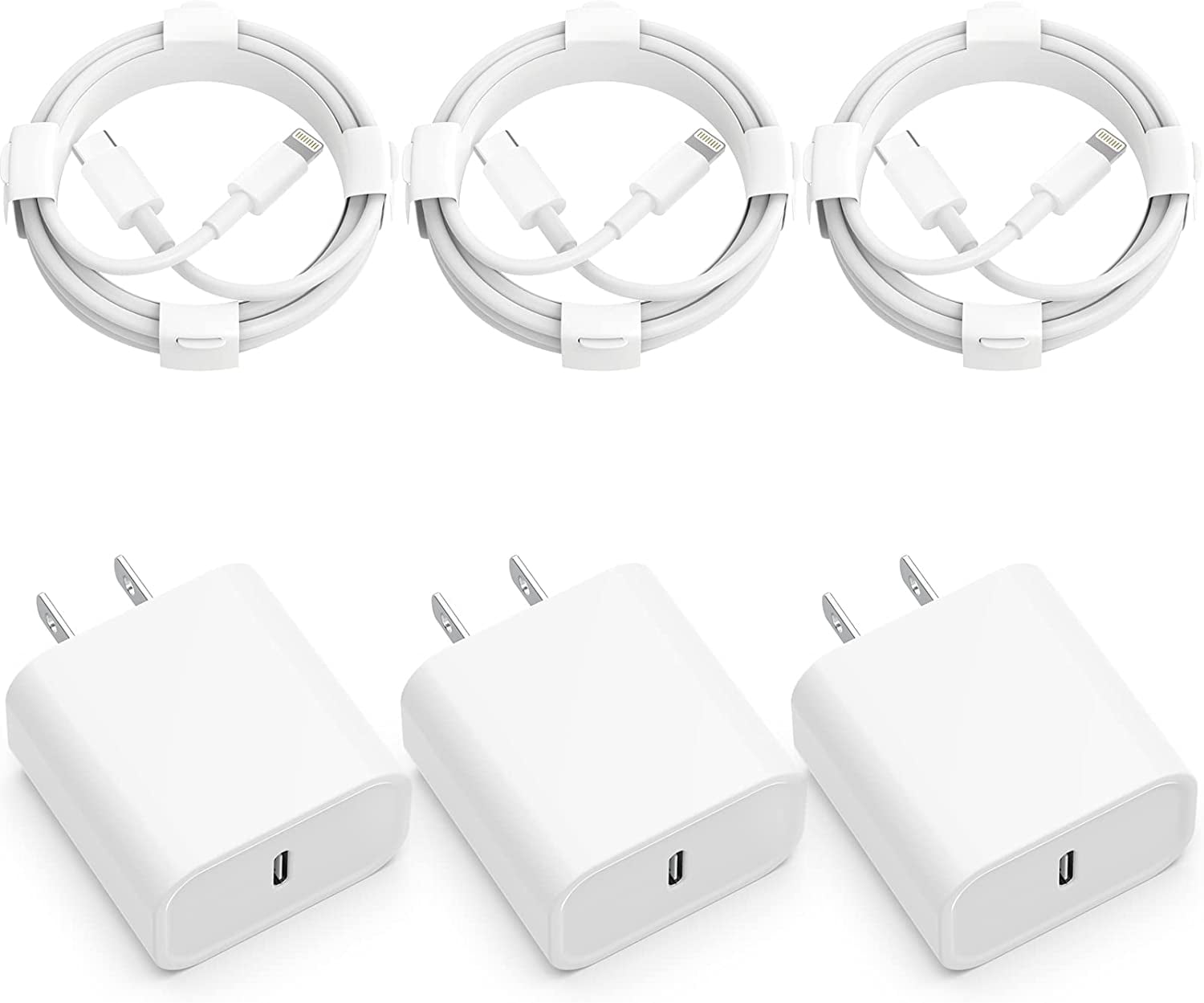 3Pack iPhone 14 13 12 11 Fast Charger,【Apple MFi Certified】 20W PD USB