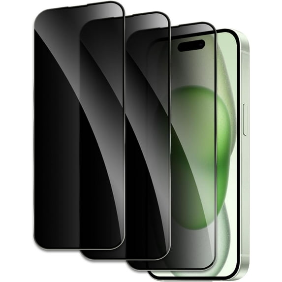 3 Pack for iPhone 15 Plus Privacy Screen Protector, 9H Anti Spy Dark Tempered Glass Screen Protector for iPhone 15 Plus, Easy Installation, Bubble Free