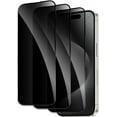 thumbnail image 1 of 3 Pack for iPhone 15 Pro Max Privacy Screen Protector, 9H Anti Spy Dark Tempered Glass Screen Protector for iPhone 15 Pro Max, Easy Installation, Bubble Free, 1 of 7