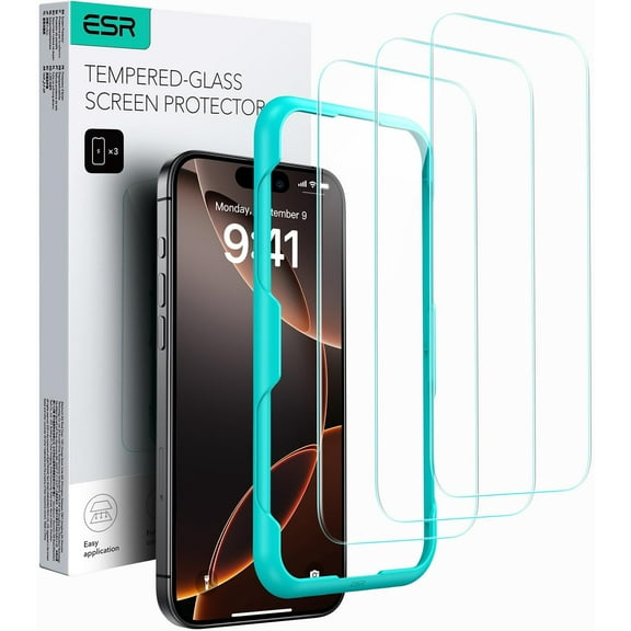 3 Pack for iPhone 16 Pro Max Screen Protector, [9H Hardness] [Military Grade Shatterproof] Tempered Glass Film with Easy Installation Tool, HD Clear, Scratch Resistant