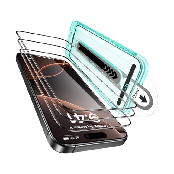 3 Pack for iPhone 16 Pro Screen Protector, [9H Hardness] [Military Grade Shatterproof] Tempered Glass Film with Flawless Fit Tray, HD Clear, Scratch Resistant