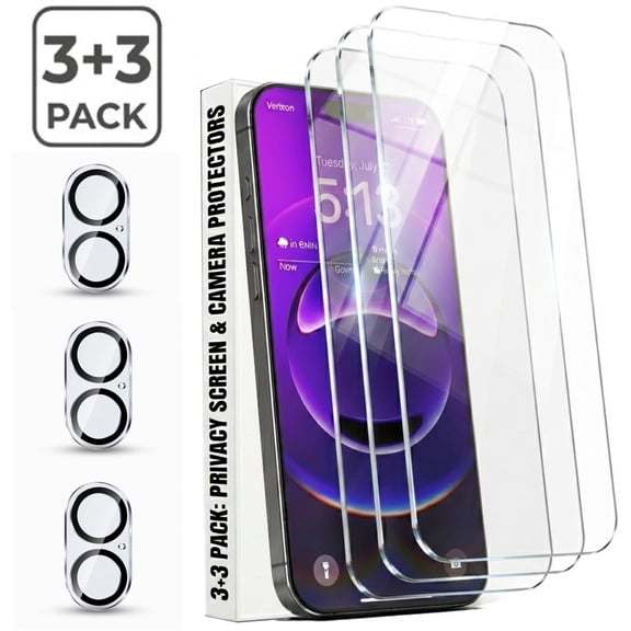 3 Pack iPhone 16 Screen Protector with Camera Lens Protector, Tempered Glass 9H HD Clear Bubble Free Case Friendly